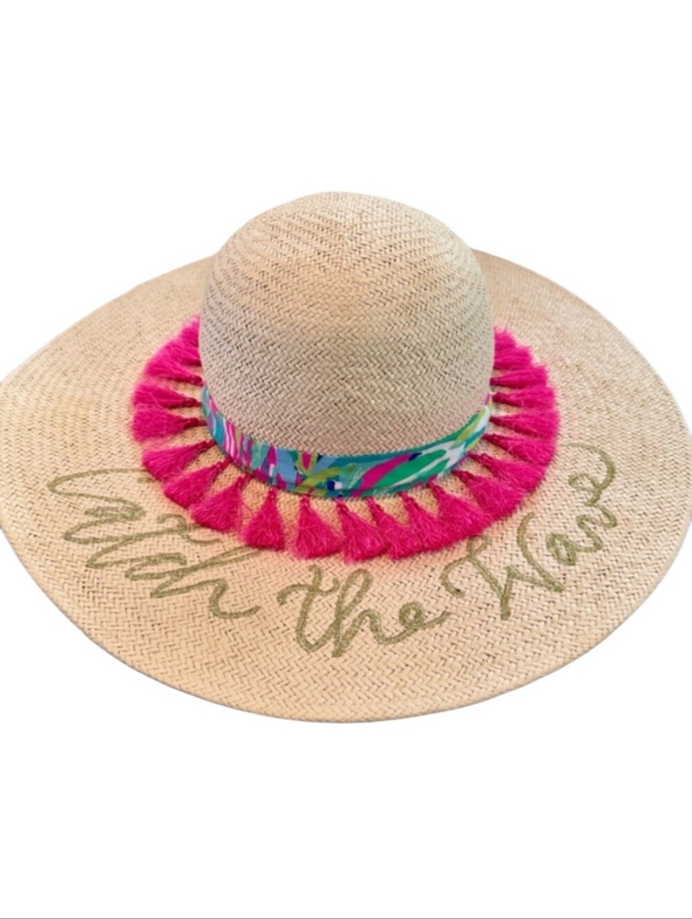 NWOT LILLY PULITZER "Catch The Wave" Sun Goddess Straw Beach Hat HTF - Picture 2 of 8